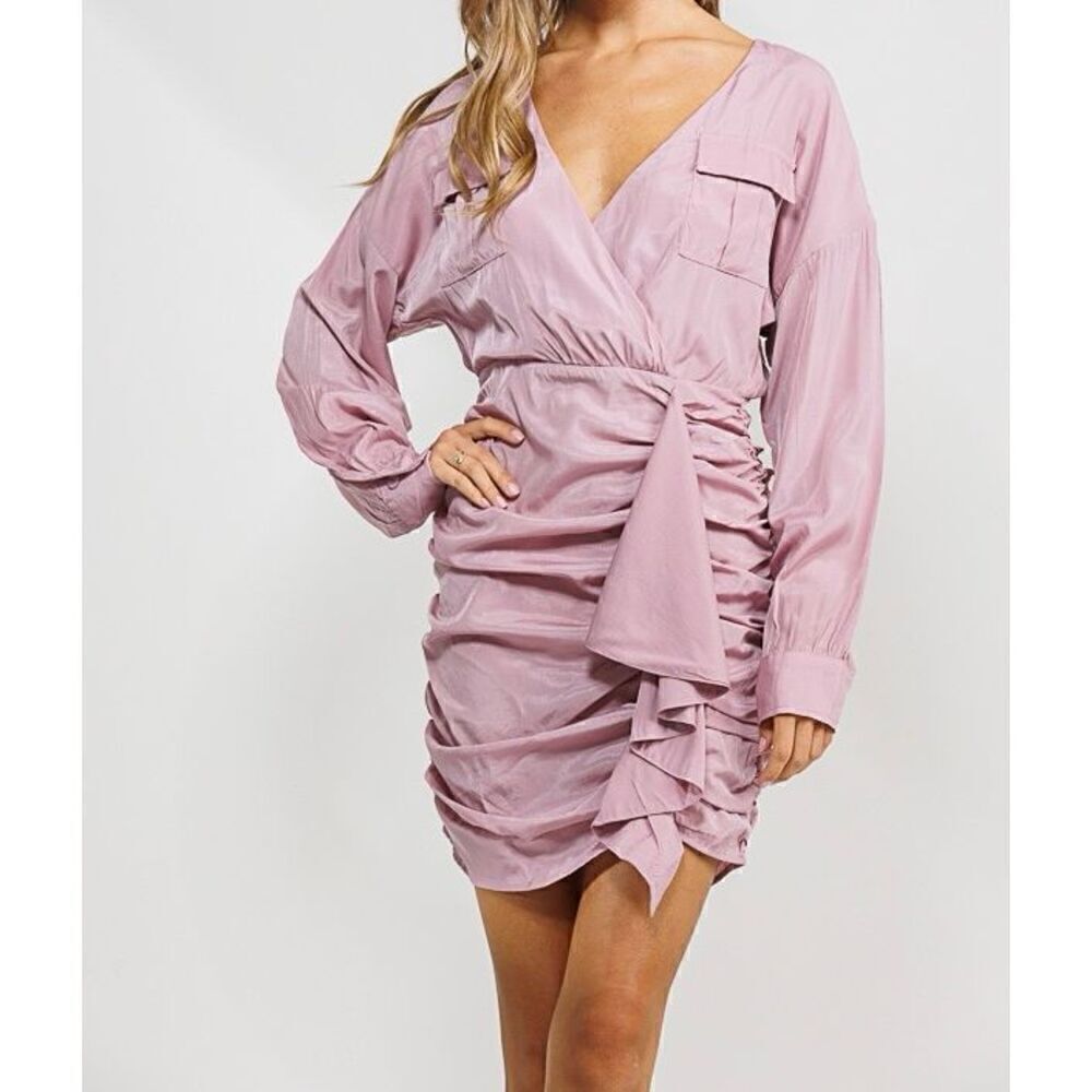 Tencel Deep V Neck Mauve  Dress
